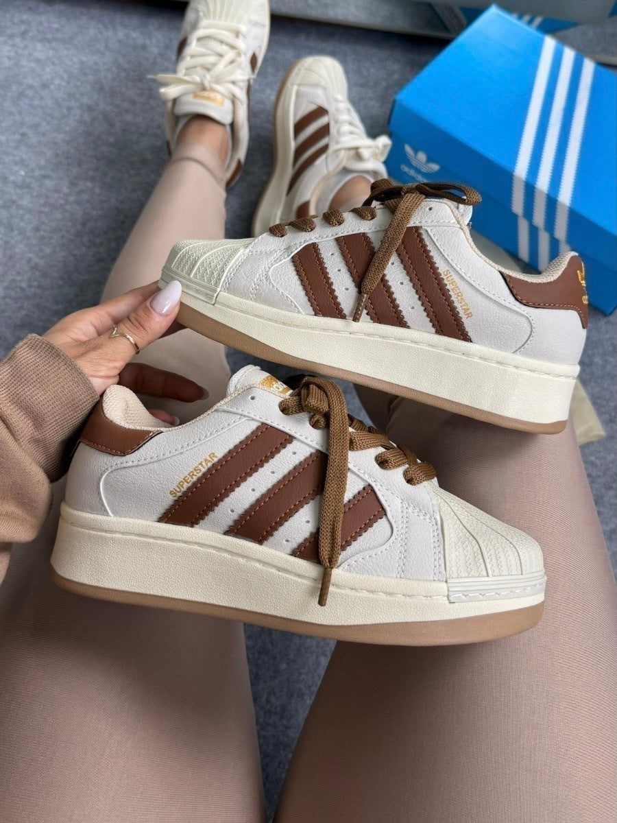 Adidas Super Star Plataforma - Off Marrom